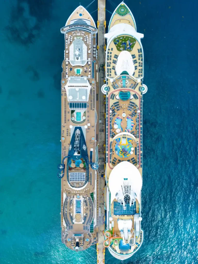 Caribbean Liberty of the Seas on the Left and MSC Seaside on the right